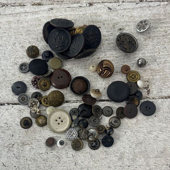 Antique Misc Button Lot Of 64 Craft Sewing Lot - Picture 1 of 10